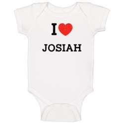 I Love Heart Josiah First Name Worn Look Baby One Piece I Love Heart Josiah First Name Worn Look Baby One Piece