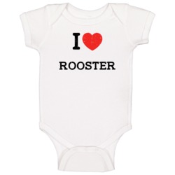 I Love Heart Rooster First Name Worn Look Baby One Piece I Love Heart Rooster First Name Worn Look Baby One Piece