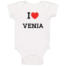I Love Heart Venia First Name Worn Look Baby One Piece I Love Heart Venia First Name Worn Look Baby One Piece