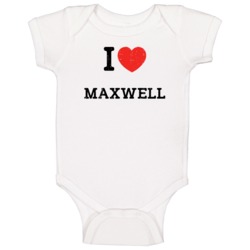 I Love Heart Maxwell First Name Worn Look Baby One Piece I Love Heart Maxwell First Name Worn Look Baby One Piece