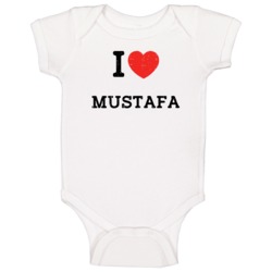 I Love Heart Mustafa First Name Worn Look Baby One Piece I Love Heart Mustafa First Name Worn Look Baby One Piece