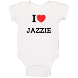 I Love Heart Jazzie First Name Worn Look Baby One Piece I Love Heart Jazzie First Name Worn Look Baby One Piece