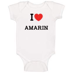 I Love Heart Amarin First Name Worn Look Baby One Piece I Love Heart Amarin First Name Worn Look Baby One Piece