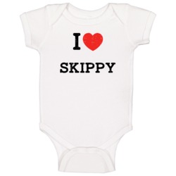 I Love Heart Skippy First Name Worn Look Baby One Piece I Love Heart Skippy First Name Worn Look Baby One Piece