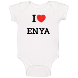 I Love Heart Enya First Name Worn Look Baby One Piece I Love Heart Enya First Name Worn Look Baby One Piece