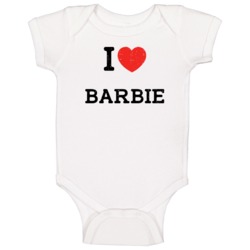 I Love Heart Barbie First Name Worn Look Baby One Piece I Love Heart Barbie First Name Worn Look Baby One Piece