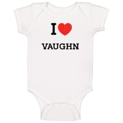 I Love Heart Vaughn First Name Worn Look Baby One Piece I Love Heart Vaughn First Name Worn Look Baby One Piece