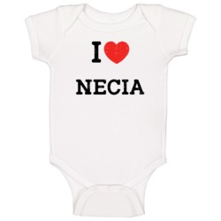 I Love Heart Necia First Name Worn Look Baby One Piece I Love Heart Necia First Name Worn Look Baby One Piece