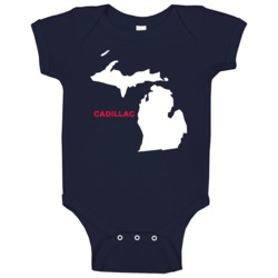 Cadillac Michigan Custom City Patriotic Usa Baby One Piece Cadillac Michigan Custom City Patriotic Usa Baby One Piece