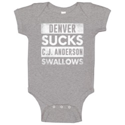 Denver Sucks Cj Anderson Swallows Funny Football Hater Fan Baby One Pi Denver Sucks Cj Anderson Swallows Funny Football Hater Fan Baby One Pi