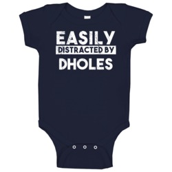 Easily Distracted By Dholes Animal Lover Funny Baby One Piece Easily Distracted By Dholes Animal Lover Funny Baby One Piece
