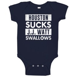 Houston Sucks Jj Watt Swallows Funny Football Hater Fan Baby One Piece Houston Sucks Jj Watt Swallows Funny Football Hater Fan Baby One Piece