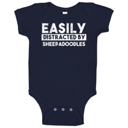 Easily Distracted By Sheepadoodles Animal Lover Funny Baby One Piece Easily Distracted By Sheepadoodles Animal Lover Funny Baby One Piece