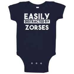 Easily Distracted By Zorses Animal Lover Funny Baby One Piece Easily Distracted By Zorses Animal Lover Funny Baby One Piece