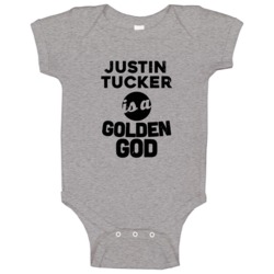 Justin Tucker Is A Golden God Football Baltimore Fan Baby One Piece Justin Tucker Is A Golden God Football Baltimore Fan Baby One Piece