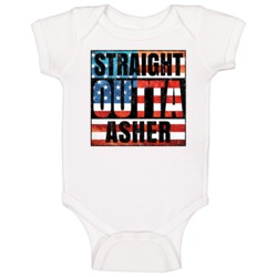 Straight Outta Asher Oklahoma Usa American City Patriotic Flag Baby On Straight Outta Asher Oklahoma Usa American City Patriotic Flag Baby On