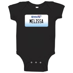 Melissa Kentucky Custom Name License Plate Customizable Baby One Piece Melissa Kentucky Custom Name License Plate Customizable Baby One Piece