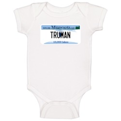 Truman Minnesota Custom Name License Plate Customizable Baby One Piece Truman Minnesota Custom Name License Plate Customizable Baby One Piece