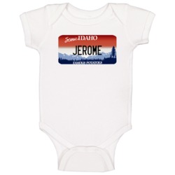 Jerome Idaho Custom City License Plate Customizable Baby One Piece Jerome Idaho Custom City License Plate Customizable Baby One Piece
