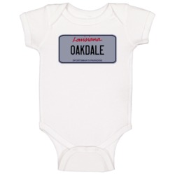Oakdale Louisiana Custom City License Plate Customizable Baby One Piec Oakdale Louisiana Custom City License Plate Customizable Baby One Piec