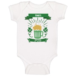 Knox's Pub Custom St Patricks Day Beer Drinking Baby One Piece Knox's Pub Custom St Patricks Day Beer Drinking Baby One Piece