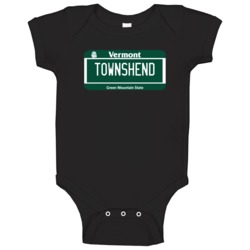 Townshend Vermont Custom City License Plate Customizable Baby One Piec Townshend Vermont Custom City License Plate Customizable Baby One Piec