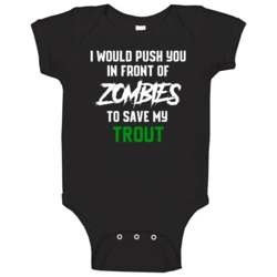 Trout To Save My Pet Funny Halloween Zombie Baby One Piece Trout To Save My Pet Funny Halloween Zombie Baby One Piece