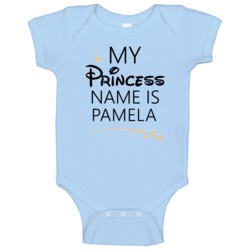 My Princess Name Is Pamela Cartoon Princess Inspired Baby One Piece My Princess Name Is Pamela Cartoon Princess Inspired Baby One Piece