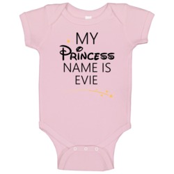 My Princess Name Is Evie Cartoon Princess Inspired Baby One Piece My Princess Name Is Evie Cartoon Princess Inspired Baby One Piece
