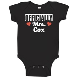 Officially Mrs Cox Just Married Wife Funny Baby One Piece Officially Mrs Cox Just Married Wife Funny Baby One Piece