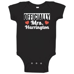 Officially Mrs Harrington Just Married Funny Wife Baby One Piece Officially Mrs Harrington Just Married Funny Wife Baby One Piece