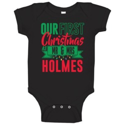 First Christmas As Mr And Mrs Holmes Love Newlyweds Holiday Gift Baby First Christmas As Mr And Mrs Holmes Love Newlyweds Holiday Gift Baby