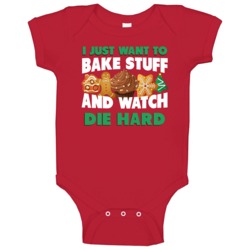 Bake And Watch Die Hard Christmas Holiday Movie Fan Baby One Piece Bake And Watch Die Hard Christmas Holiday Movie Fan Baby One Piece