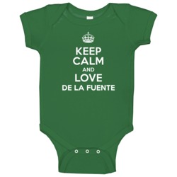 De La Fuente Keep Calm And Love Parody Custom Name Baby One Piece De La Fuente Keep Calm And Love Parody Custom Name Baby One Piece