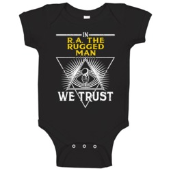 In Ra The Rugged Man We Trust Hip Hop Artist Fan Baby One Piece In Ra The Rugged Man We Trust Hip Hop Artist Fan Baby One Piece