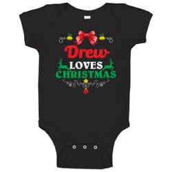 Drew Loves Christmas Custom First Name Party Holiday Gift Baby One Pie Drew Loves Christmas Custom First Name Party Holiday Gift Baby One Pie
