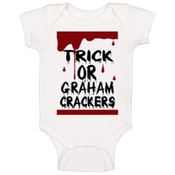 Graham Crackers Trick Or Drinks And Food Halloween Baby One Piece Graham Crackers Trick Or Drinks And Food Halloween Baby One Piece