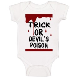 Devil's Poison Trick Or Drinks And Food Halloween Baby One Piece Devil's Poison Trick Or Drinks And Food Halloween Baby One Piece