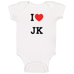 I Love Heart Jk First Name Worn Look Baby One Piece I Love Heart Jk First Name Worn Look Baby One Piece