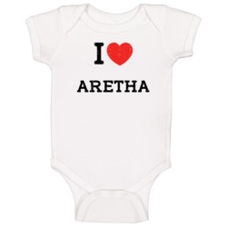 I Love Heart Aretha First Name Worn Look Baby One Piece I Love Heart Aretha First Name Worn Look Baby One Piece
