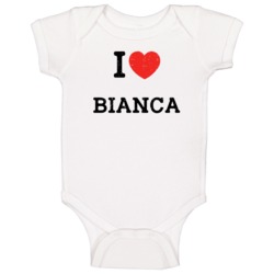 I Love Heart Bianca First Name Worn Look Baby One Piece I Love Heart Bianca First Name Worn Look Baby One Piece