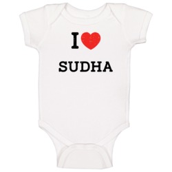 I Love Heart Sudha First Name Worn Look Baby One Piece I Love Heart Sudha First Name Worn Look Baby One Piece