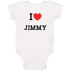 I Love Heart Jimmy First Name Worn Look Baby One Piece I Love Heart Jimmy First Name Worn Look Baby One Piece