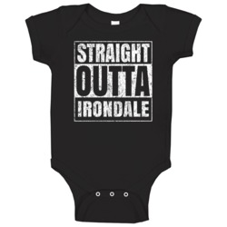 Straight Outta Irondale City Grunge Worn Look Cool Baby One Piece Straight Outta Irondale City Grunge Worn Look Cool Baby One Piece