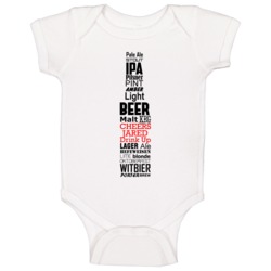 Jared Cheers Drink Up Beer Bottle Baby One Piece Jared Cheers Drink Up Beer Bottle Baby One Piece