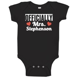 Officially Mrs Stephenson Just Married Wife Funny Baby One Piece Officially Mrs Stephenson Just Married Wife Funny Baby One Piece