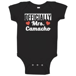 Officially Mrs Camacho Just Married Wife Funny Baby One Piece Officially Mrs Camacho Just Married Wife Funny Baby One Piece