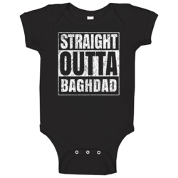Straight Outta Baghdad Iraq Parody City Worn Look Baby One Piece Straight Outta Baghdad Iraq Parody City Worn Look Baby One Piece