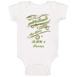 Never Underestimate Woman Who Drives Bmw 4 Series Car Baby One Piece Never Underestimate Woman Who Drives Bmw 4 Series Car Baby One Piece