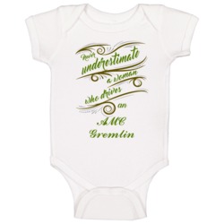 Never Underestimate Woman Who Drives Amc Gremlin Car Baby One Piece Never Underestimate Woman Who Drives Amc Gremlin Car Baby One Piece